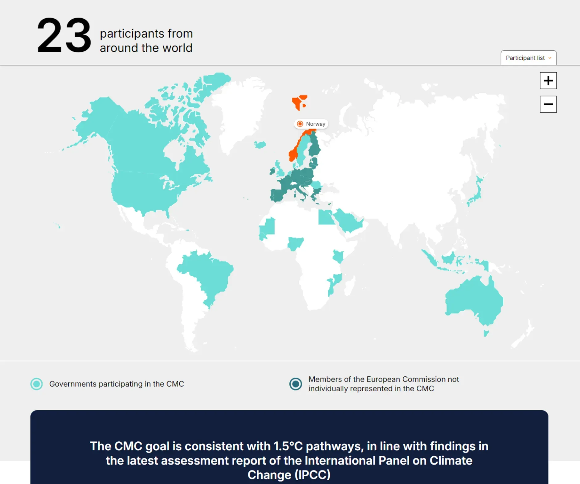 Screenshot of Carbon Management Challenge (CMC) website map